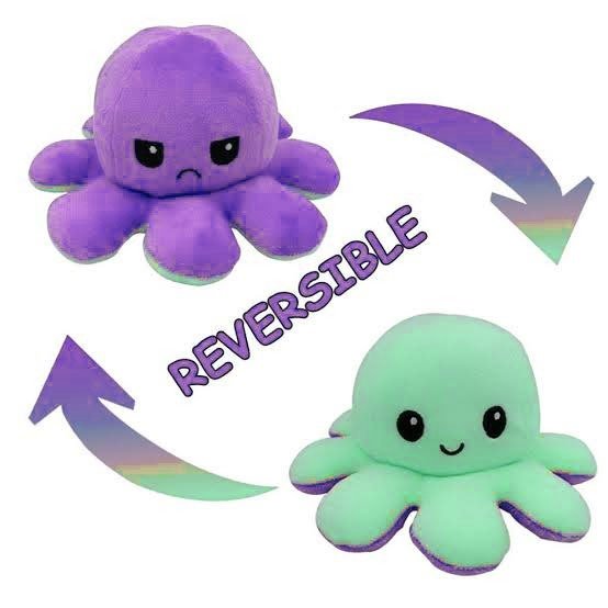 Reversible Octopus Plush Toy – Double-Sided Mood Changing Stuffed Doll