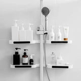 Revolving Bathroom Wall Rack | Adjustable Punch-Free Corner Storage Shelf for Toiletries, Skincare & Accessories