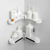 Revolving Bathroom Wall Rack | Adjustable Punch-Free Corner Storage Shelf for Toiletries, Skincare & Accessories