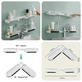 Revolving Bathroom Wall Rack | Adjustable Punch-Free Corner Storage Shelf for Toiletries, Skincare & Accessories