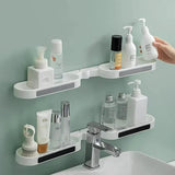 Revolving Bathroom Wall Rack | Adjustable Punch-Free Corner Storage Shelf for Toiletries, Skincare & Accessories