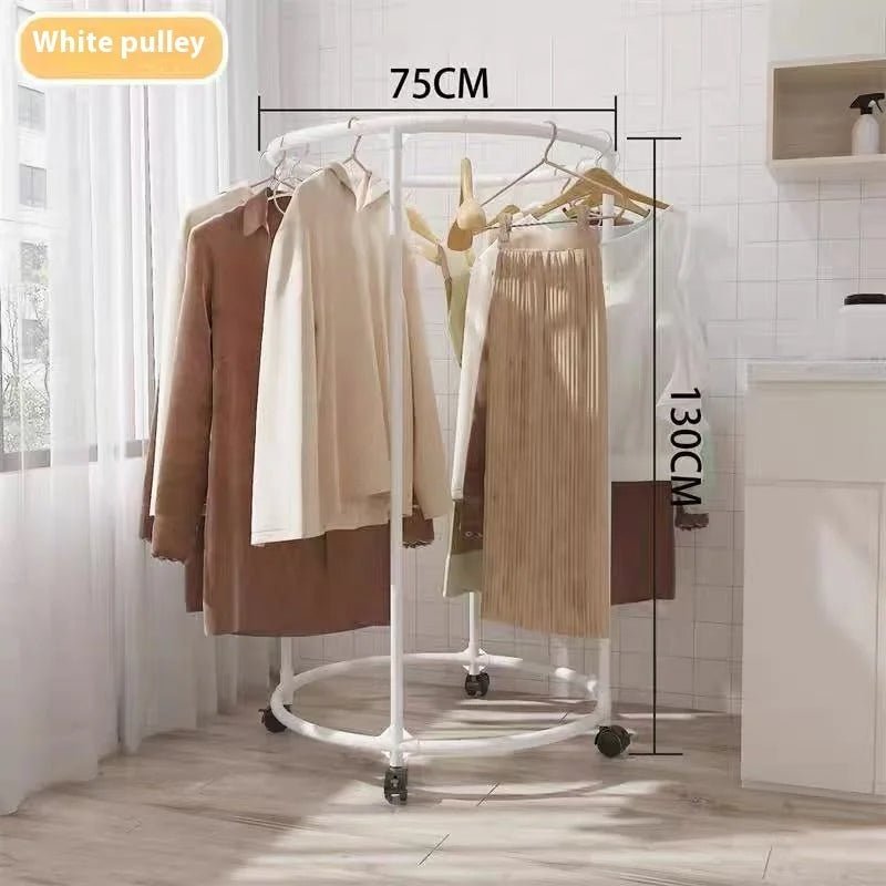Rotating Clothes Hanging Rack with Wheels – Portable 360° Garment Organizer