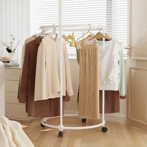 Rotating Clothes Hanging Rack with Wheels – Portable 360° Garment Organizer