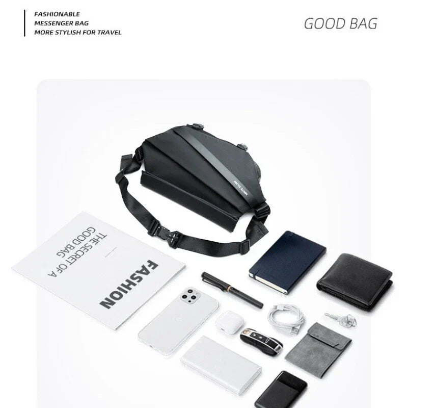 Multi Pockets Shoulder Bag - Sling Bag Crossbody Motorcycle Backpack for Men