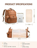 Brown Leather Diaper Bag Backpack with Changing Station