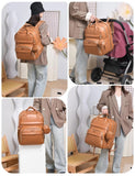 Brown Leather Diaper Bag Backpack with Changing Station