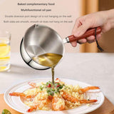 Stainless Steel Oil Splash Pot, Wooden Handle Mini Sauce Pan, Kitchen Cooking Seasoning Dripping Sauce Pan, Household Small Milk Pan, Multipurpose Home Kitchen Small Cooking Pot Butter Melting Pot