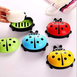 Ladybug Soap Box With Cover, Cartoon Soap Dish Organizer, Double Layer Drain Compartment Soap Tray, Multifunctional Storage Box, Kitchen Bathroom Soap Box