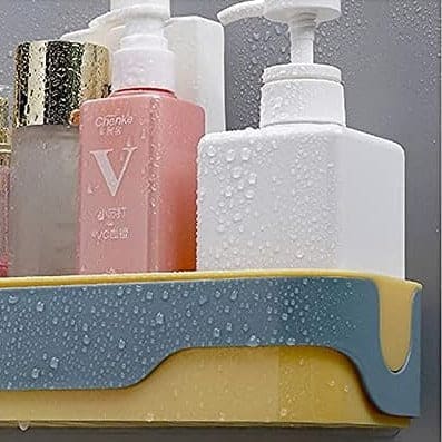 Large Capacity Wall Shelf, Wall Mounted Shower Storage Rack, Storage Wall Shelf With Hook, Self Adhesive Shower Caddy, Plastic Bathroom Shelf Wall Storage Rack,  Wall Mounted Floating Shelf, Multipurpose Countertop Basket, Bathroom Kitchen Storage Rack