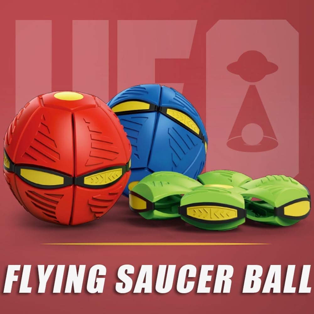 Magic Flying Saucer Ball, Outdoor Flat Throw Disc Ball, Foot Pressure Decompression Vent Ball, UFO Saucer Deformed Ball, Elastic Flying Saucer Toy for Kids, Frisbee Ball Dog Toy, Kids Playing Stomp Ball