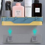Large Capacity Wall Shelf, Wall Mounted Shower Storage Rack, Storage Wall Shelf With Hook, Self Adhesive Shower Caddy, Plastic Bathroom Shelf Wall Storage Rack,  Wall Mounted Floating Shelf, Multipurpose Countertop Basket, Bathroom Kitchen Storage Rack