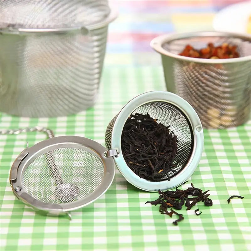 Easy Mesh Filter With Chain, Herbal Sieve Infuser, Reusable Stainless Steel Seasoning, Kitchen Filter Sachet with Chain, Herbal Ball Cooking Tools with Chain, Kitchen Filter Sachet with Chain, Multifunctional Fine Mesh Strainer, Ball Condiment Container
