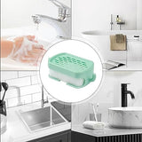 Soap Bar Container, Double Layer Soap Saver Case With Hook, Wall Mounted Self Draining Soap Dish For Shower Bathroom Kitchen Accessories, Plastic Drain Soap Box with Sponge Holder, Soap Saver Case with Hanger Sponge,3 in 1 Soap Container with Sponge