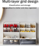 Slop Desktop Storage Box With Drawer, Classify Drawer Type Storage Box, 6 Compartment Multipurpose Organizer With Drawer, Rounded Corners Desk Stationary Organizer, Office School Inclines Desk Pen Organizer