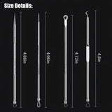 Set Of 4 Pimple Popper Needle, 4-In-1 Multifunctional Acne Needles, Blackhead Remover Tools, Spoon Face Skin Care Tools, Steel Blackhead Removal Kit, Women Beauty Acne Treatment Pore Cleanser Needle Hook, Comedone Extractor Remover Set for All Skin Types