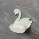 Swan Shape Soap Box, Wall Mounted Soap Holder, Hanging Bathroom Soap Tray with Suction Cup, Self Draining Soap Holder for Shower Wall, Multifunctional Soap Dish