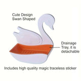 Swan Shape Soap Box, Wall Mounted Soap Holder, Hanging Bathroom Soap Tray with Suction Cup, Self Draining Soap Holder for Shower Wall, Multifunctional Soap Dish