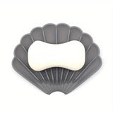 Sea Shell Soap Dish, Anti Slip Creative Soap Box, Self Draining Soap Bar Holder, Bathroom Silicone Soap Dish Tray, Kitchen Countertop Sink Splash Drying Mat, Sponge Drain Pad Rack, Silicone Washing Table Soap Tray