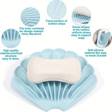 Sea Shell Soap Dish, Anti Slip Creative Soap Box, Self Draining Soap Bar Holder, Bathroom Silicone Soap Dish Tray, Kitchen Countertop Sink Splash Drying Mat, Sponge Drain Pad Rack, Silicone Washing Table Soap Tray
