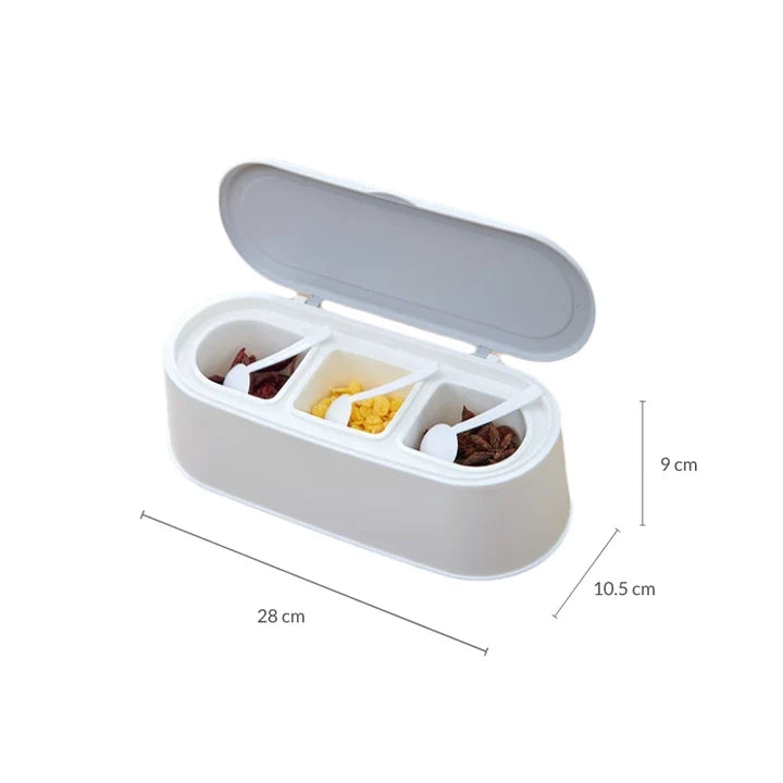High Quality Three Gird Kitchen Condiment Holder, Household Combination Seasoning Boxing, Multi Grid Salt Seasoning Spice Container, Household Kitchen Spice Jar
