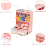 Slop Desktop Storage Box With Drawer, Classify Drawer Type Storage Box, 6 Compartment Multipurpose Organizer With Drawer, Rounded Corners Desk Stationary Organizer, Office School Inclines Desk Pen Organizer