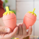 Set Of 6 Strawberry Popsicle Mold, Reusable Plastic Ice Cream Mold, Homemade Strawberry Ice Lolly Maker