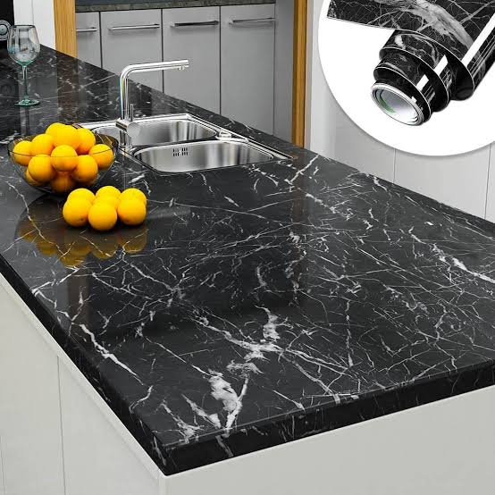 Self-Adhesive Marble Sheet – Oil & Heat Resistant Kitchen Wallpaper