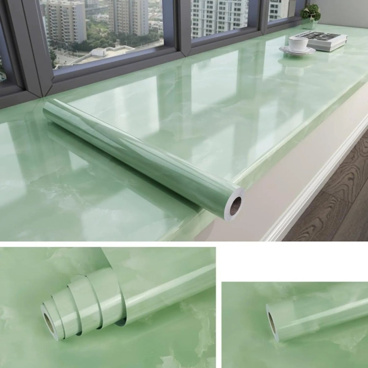 Self-Adhesive Marble Sheet – Oil & Heat Resistant Kitchen Wallpaper
