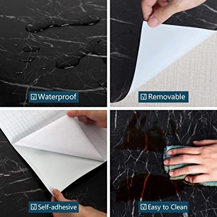 Self-Adhesive Marble Sheet – Oil & Heat Resistant Kitchen Wallpaper