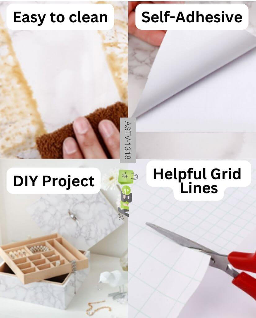 Self-Adhesive Marble Sheet – Oil & Heat Resistant Kitchen Wallpaper