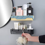 Large Capacity Wall Shelf, Wall Mounted Shower Storage Rack, Storage Wall Shelf With Hook, Self Adhesive Shower Caddy, Plastic Bathroom Shelf Wall Storage Rack,  Wall Mounted Floating Shelf, Multipurpose Countertop Basket, Bathroom Kitchen Storage Rack