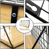 Set Of 2 Versatile Floating Wooden Shelf, Nordic Style Iron Wall Dormitory Stand, Multipurpose Home Organization Rack, Iron Kitchen Bathroom Shelf, Black Wire and Natural Wood Shelf, Home Decorative Hanging Grid Basket, Wall Art Shelve Flower Pot Stand