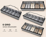 6 Grid Under Bed Shoe Organizer, Dustproof 8 Slot Shoe Storage Box, Multi-Compartment Shoe Organizer With Zipper Cover, Space Saving 12 Grid Shoe Storage Case