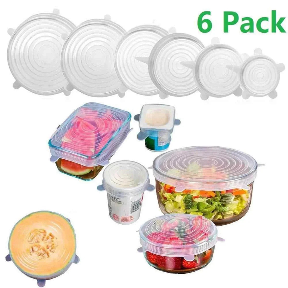 Silicone Lids Cover (6-Pcs Set) – Reusable Food-Grade Bowl Covers