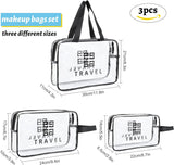 Set Of 3 Dream Travel Pouch, Transparent Oriented Makeup Bag, Carry Travel Zippered Pouch Bag, Waterproof, Portable Travel Cosmetics Pouch, Multifunctional PVC Zip Toiletry Carry Pouch