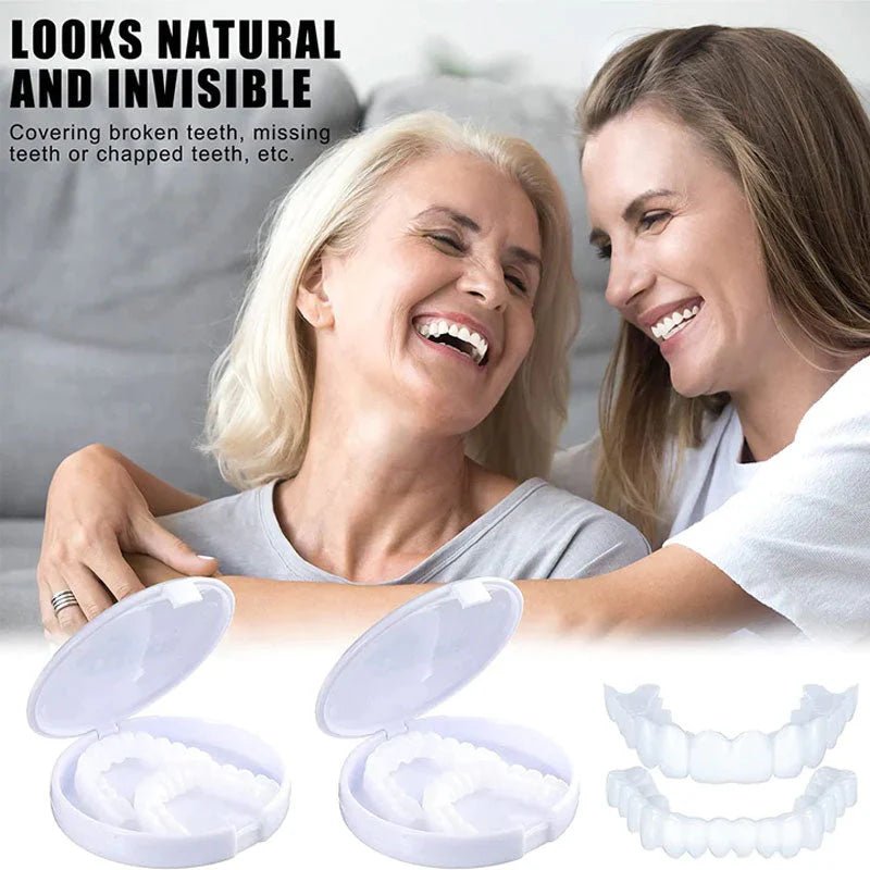 Snap-On Smile Moldable False Teeth Veneers with Artificial Braces Kit for Men & Women – Temporary Cosmetic Dental Solution