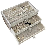 Soft Velvet Jewelry Box – 3-Drawer Jewelry Storage Organizer for Rings, Earrings & Bracelets