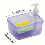Press Cleaning Liquid Container, Soap Dispenser With Sponge Holder, Kitchen Liquid Dispenser Press Box, Press Soap Outlet Box Sponge Dispenser, 800ml Manual Sink Dish Washing Soap Dispenser, 2 in 1 Design For Kitchen