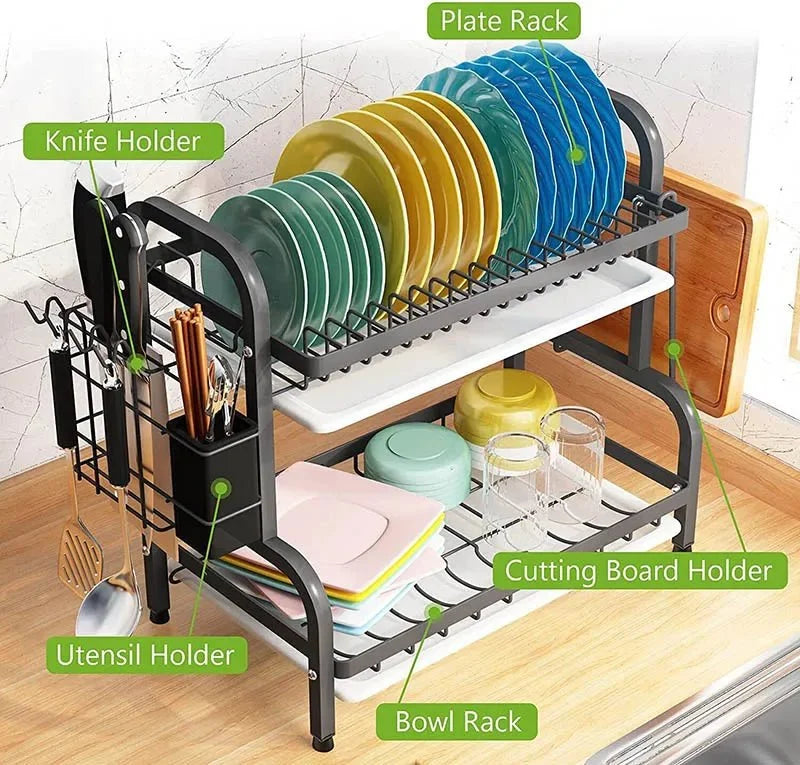 Stainless Steel 3-Tier Dish Rack – Durable Kitchen Organizer