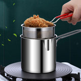 Stainless Steel Deep Frying Pot with Oil Strainer Basket – Kitchen Fryer Pan