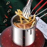 Stainless Steel Deep Frying Pot with Oil Strainer Basket – Kitchen Fryer Pan