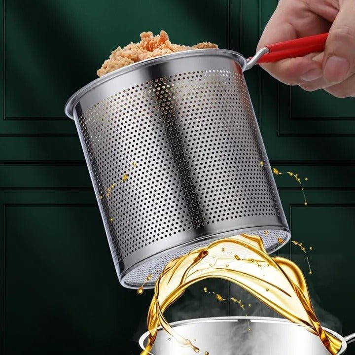 Stainless Steel Deep Frying Pot with Oil Strainer Basket – Kitchen Fryer Pan