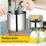 Stainless Steel Deep Frying Pot with Oil Strainer Basket – Kitchen Fryer Pan