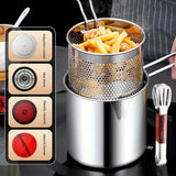 Stainless Steel Deep Frying Pot with Oil Strainer Basket – Kitchen Fryer Pan