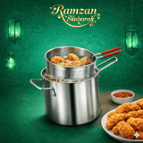 Stainless Steel Deep Frying Pot with Oil Strainer Basket – Kitchen Fryer Pan