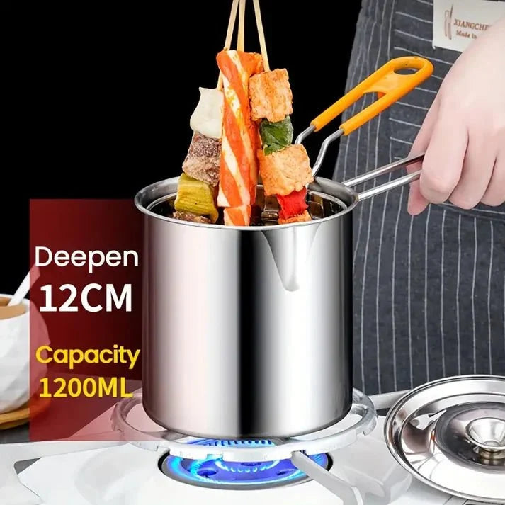 Stainless Steel Deep Frying Pot with Oil Strainer Basket – Kitchen Fryer Pan