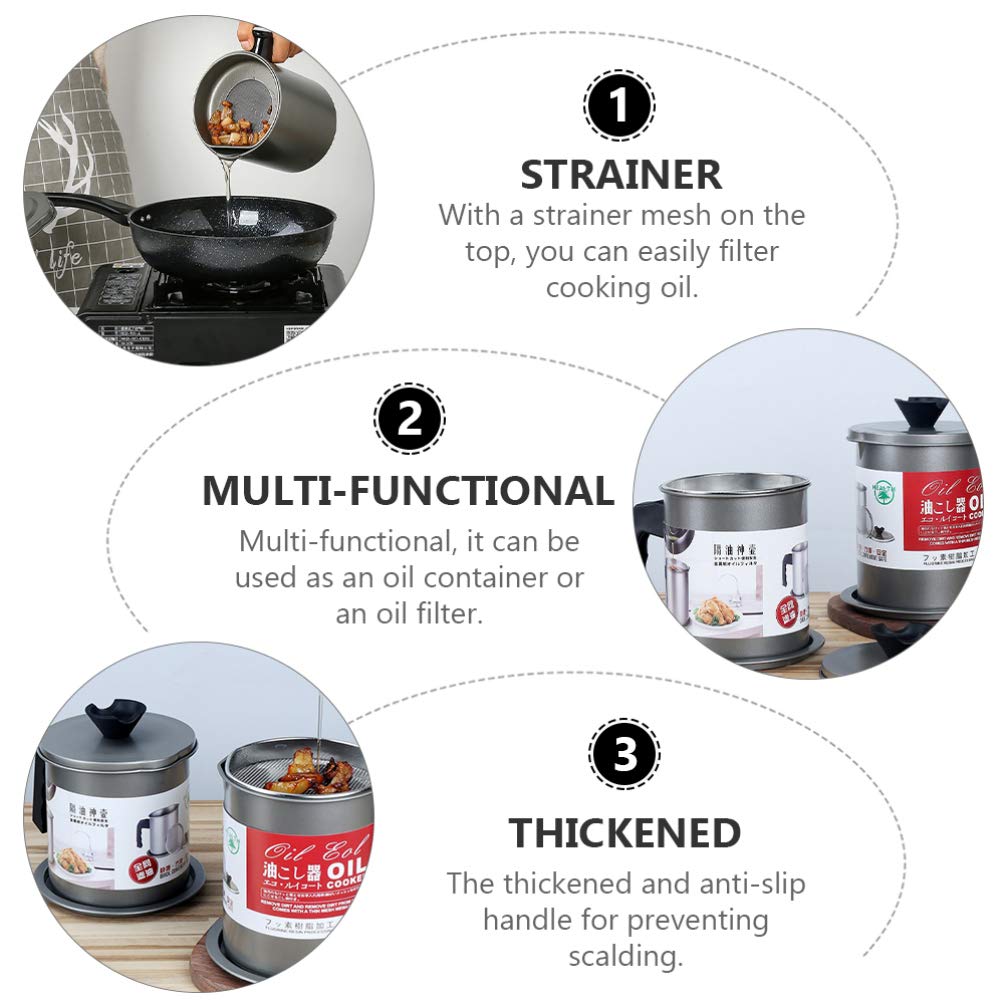 Stainless Steel Oil Filter Pot with Strainer |Kitchen Oil Container