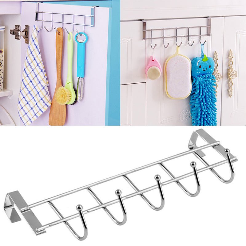 Steel Cabinet Hanger – Over the Door 5 Hook Organizer Rack