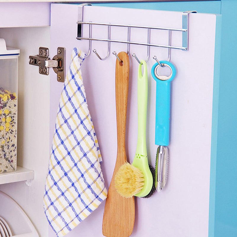 Steel Cabinet Hanger – Over the Door 5 Hook Organizer Rack