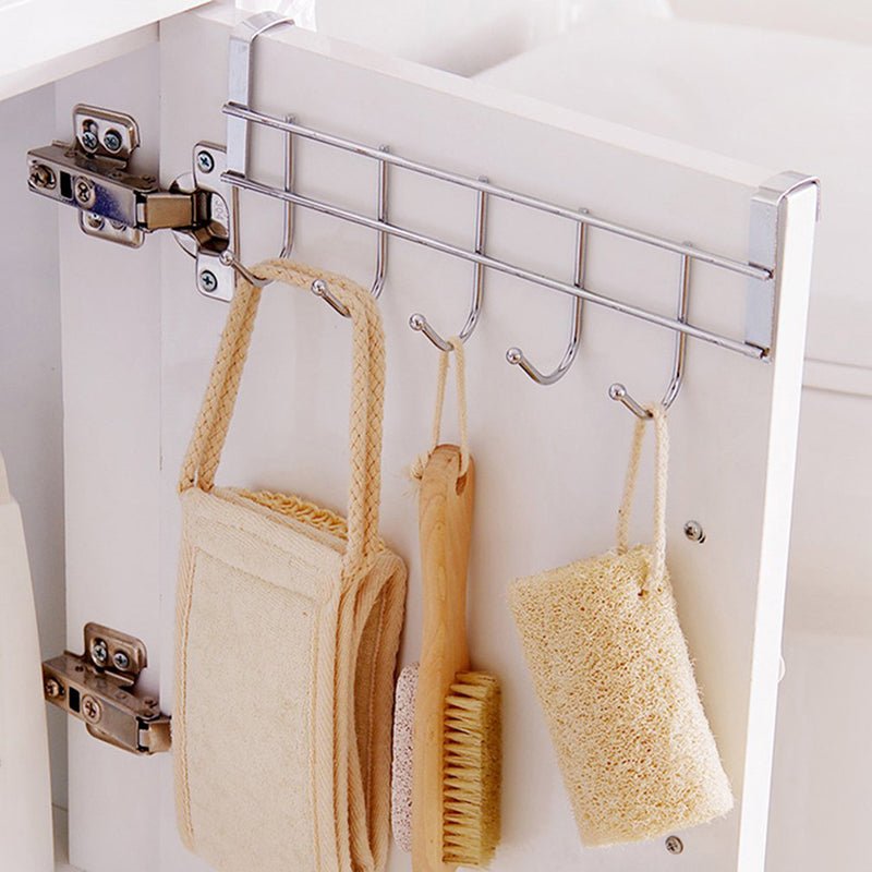Steel Cabinet Hanger – Over the Door 5 Hook Organizer Rack